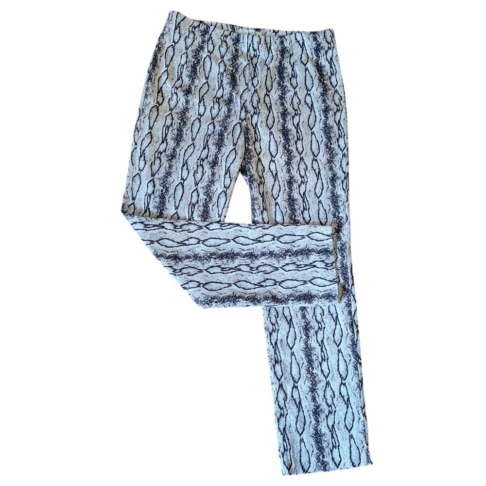 ​Lena Gabrielle Women's Snake Print Pull On Pants Gray Textured Stretch Size 8